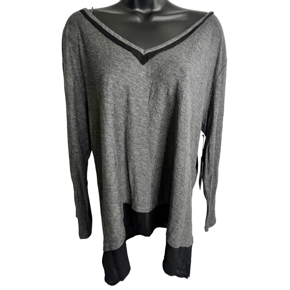 Vince Camuto Sweater Womens XL V Neck Long Sleeve Colorblock Pullover Top‎ NWT
